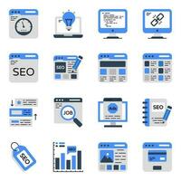 Pack of Search Engine Optimization Flat Icons vector