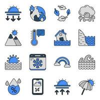 Set of Weather Overcast Flat Icons vector