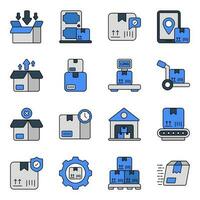 paquete de iconos planos logísticos vector