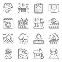 Set of Weather and Climate Linear Icons vector