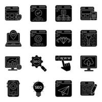 Pack of Seo and Ui Solid Icons vector