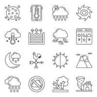 Set of Meteorology Linear Icons vector