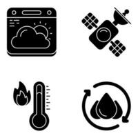 Set of Weather and Technology Solid Icons vector