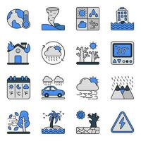 Set of Weather Prediction Flat Icons vector