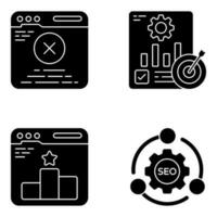 paquete de seo y sitio web sólido íconos vector