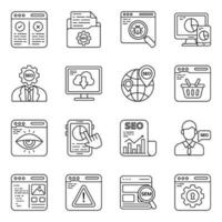 Pack of Seo and Data Line Icons vector