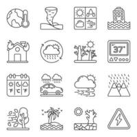 Set of Weather Prediction Linear Icons vector