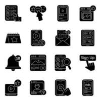 Set of Social Platform Solid Icons vector