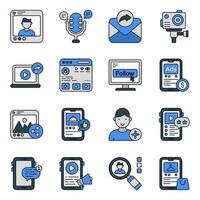 Set of Social Media and Network Flat Icons vector