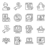 Set of Social Media and Marketing Linear Icons vector