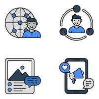 Set of Social Connection Flat Icons vector