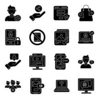 Set of Social Media and Platform Solid Icons vector