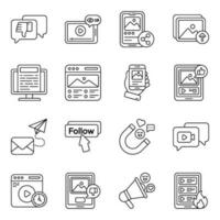 Set of Social Community Linear Icons vector