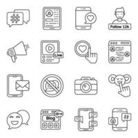 Set of Social Media Linear Icons vector