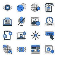 Set of Social Media and Platform Flat Icons vector