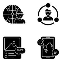 Set of Social Connection Solid Icons vector