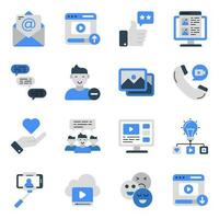 Set of Social Network Flat Icons vector