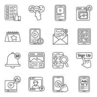 Set of Social Platform Linear Icons vector