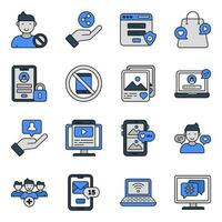Set of Social Media and Marketing Flat Icons vector
