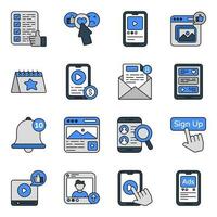 Set of Social Platform Flat Icons vector