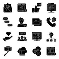 Set of Social Network Solid Icons vector