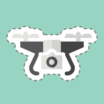 Sticker line cut Drone with Camera. related to Drone symbol. simple design editable. simple illustration vector