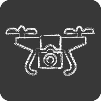 Icon Drone with Camera. related to Drone symbol. chalk Style. simple design editable. simple illustration vector