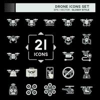 Icon Set Drone. related to Technology symbol. glossy style. simple design editable. simple illustration vector