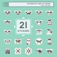 Sticker line cut Set Drone. related to Technology symbol. simple design editable. simple illustration vector