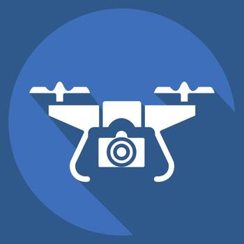 Icon Drone with Camera. related to Drone symbol. long shadow style. simple design editable. simple illustration vector
