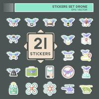 Sticker Set Drone. related to Technology symbol. simple design editable. simple illustration vector