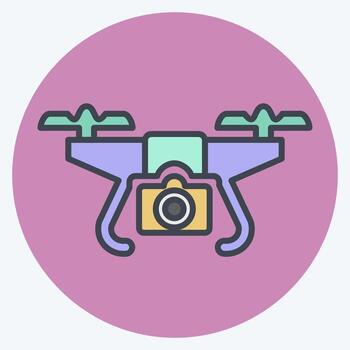 Icon Drone with Camera. related to Drone symbol. color mate style. simple design editable. simple illustration vector