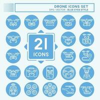 Icon Set Drone. related to Technology symbol. blue eyes style. simple design editable. simple illustration vector