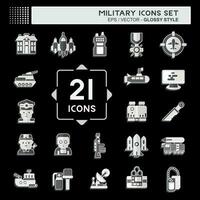 Icon Set Military. related to Army symbol. glossy style. simple design editable. simple illustration vector