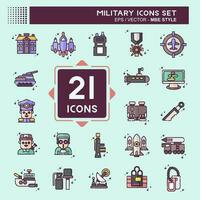 Icon Set Military. related to Army symbol. MBE style. simple design editable. simple illustration vector