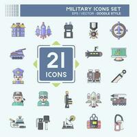 Icon Set Military. related to Army symbol. doodle style. simple design editable. simple illustration vector