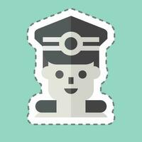 Sticker line cut Commandant. related to Military symbol. simple design editable. simple illustration vector