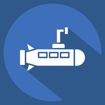 Icon Submarine. related to Military symbol. long shadow style. simple design editable. simple illustration vector