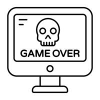 A linear design, icon of game over vector