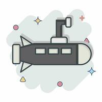 Icon Submarine. related to Military symbol. comic style. simple design editable. simple illustration vector