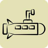 Icon Submarine. related to Military symbol. hand drawn style. simple design editable. simple illustration vector