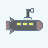 icono submarino. relacionado a militar símbolo. garabatear estilo. sencillo diseño editable. sencillo ilustración vector