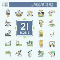 Icon Set Golf. related to Sports symbol. doodle style. simple design editable. simple illustration vector