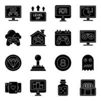 Pack of Computer Games Solid Icons vector