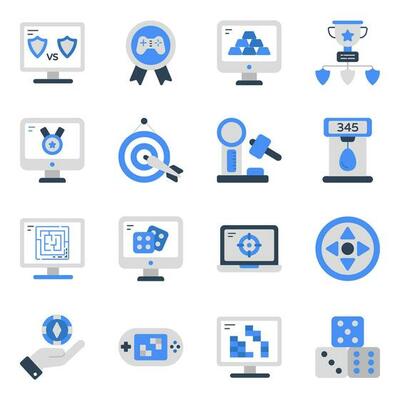 Pack of Internet Games Flat Icons