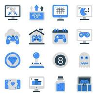 Pack of Computer Games Flat Icons vector