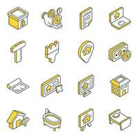 Pack of Property and Estate Flat Icons vector