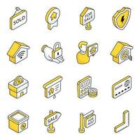 Pack of Property and Tools Flat Icons vector