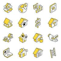 Pack of Property and Building Flat Icons vector