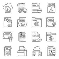 Pack of Files and Data Linear Icons vector